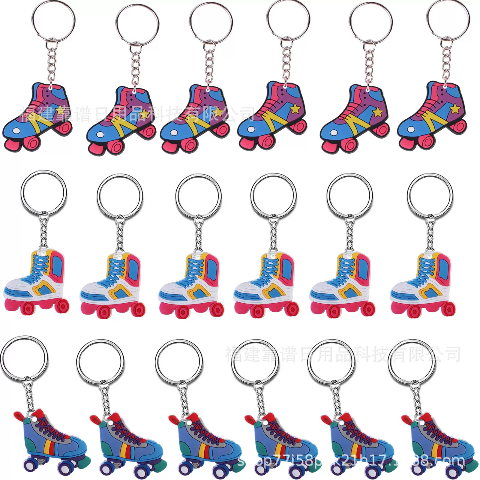 PVC溜冰鞋冬季冰上派对礼品钥匙扣跨境卡通挂件钥匙扣贴片节日装