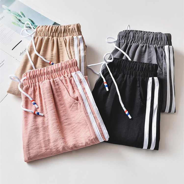 Estilo coreano verano ol elegante de las mujeres pantalones harem delgada suelta adelgazamiento estudiante casual deportes pantalones sueltos de las mujeres pantalones atados en tobillo image 3