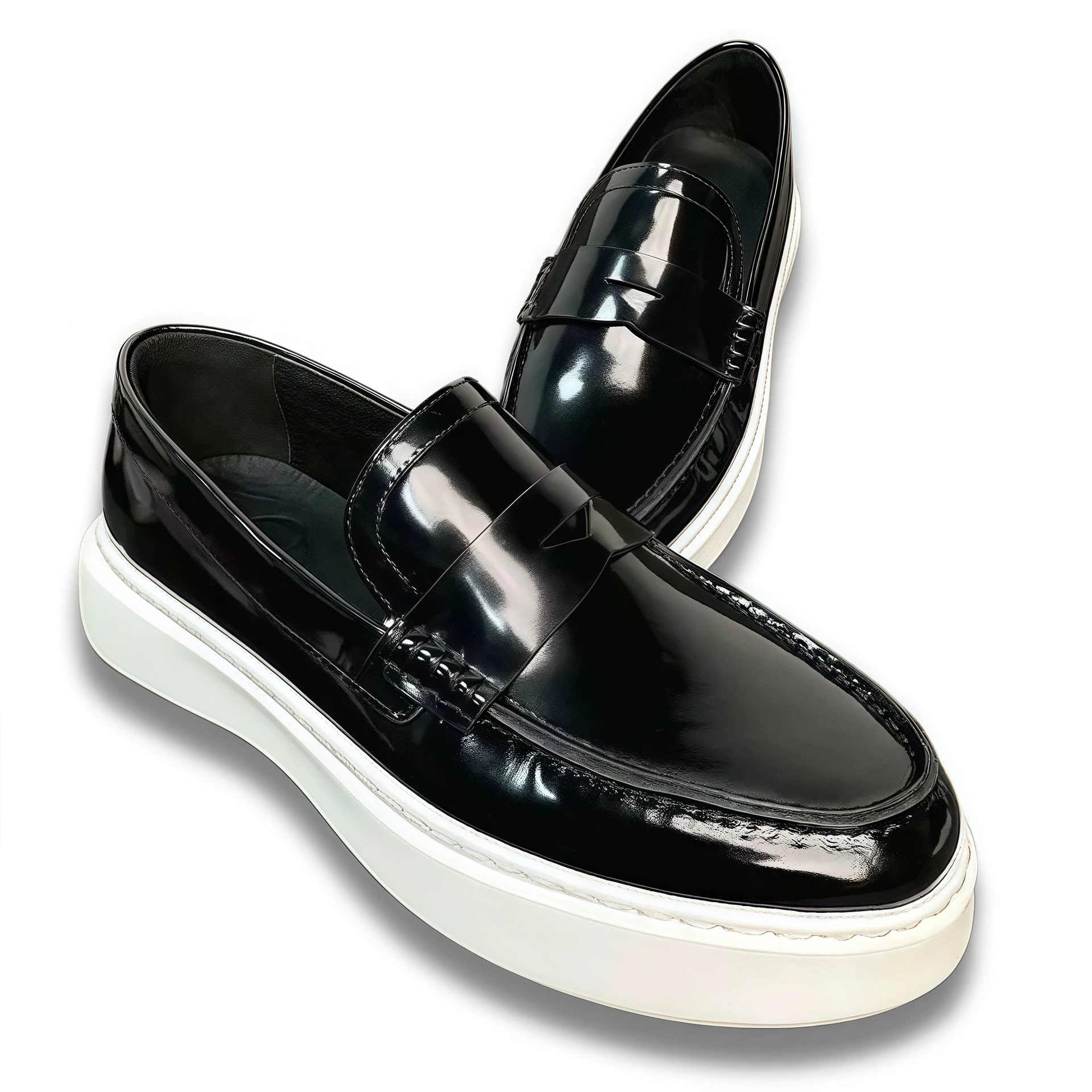 Men's shoes English style for leisure for leather shoes, high leather loafers, shoe covers, footwear platform