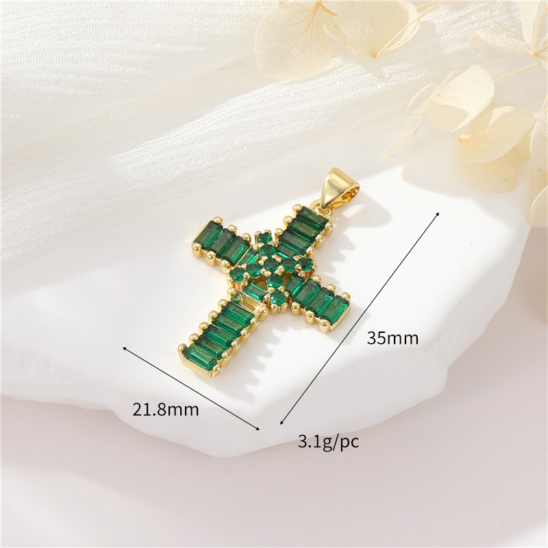 7g Weight Pendant Jewelry Making Type Zircon Inlay Material DIY Jewelry Accessories Classification 1 Piece Quantity Copper Material Cross Pattern Inlay Design Simple Style, Classic Style Style 1 Piece Copper Zircon Cross Pendant 4