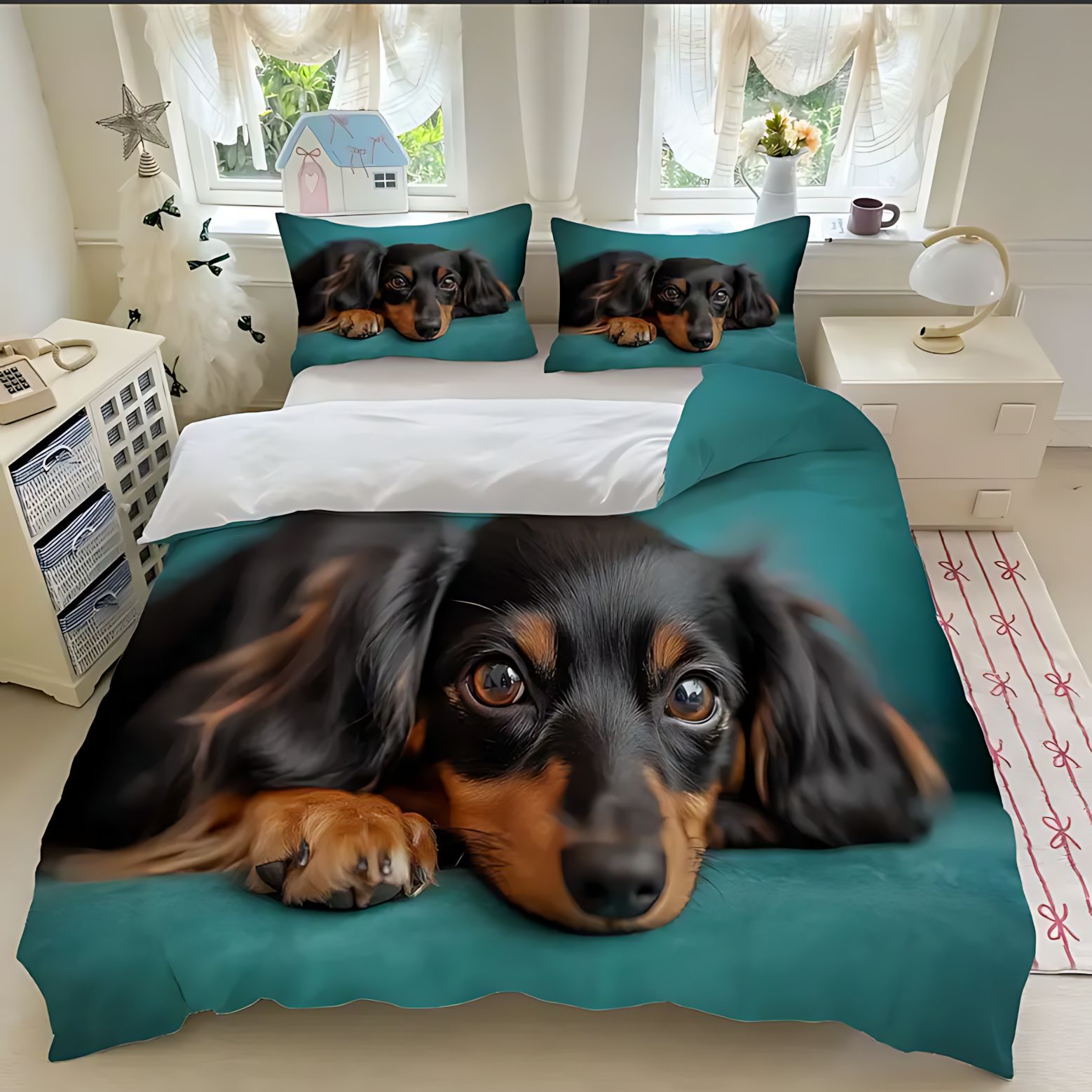 TEMU / JIT Cross-Border Little Salchich Theme HD Digital Printed Colchón Colchón Kit de cama