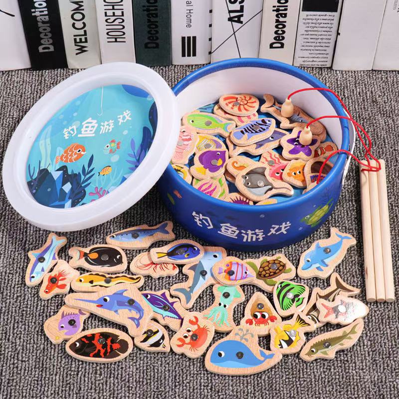 [fishing set] 51 fish + 3 fishing rods [bucket]