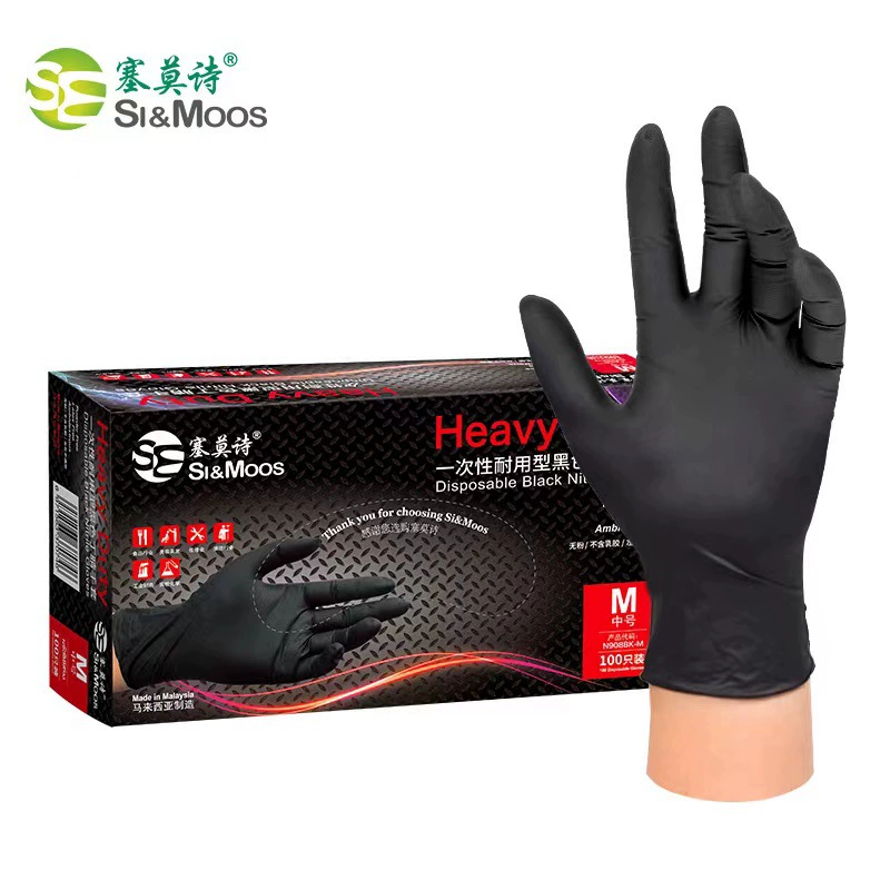 Semoshi одноразовые перчатки нитриловая черная Татуировка вышивка утолщенные прочные пищевые защитные расходные материалы для татуировок
