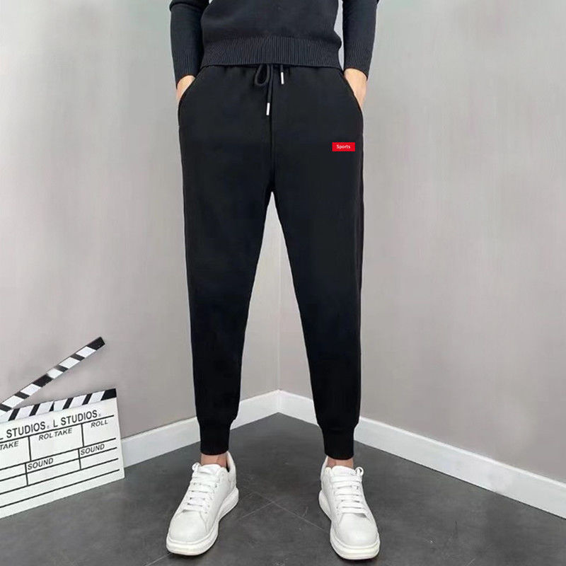 Pantalones casuales de los hombres jóvenes rectos sueltos Pantalones deportivos delgados pantalones atados al tobillo primavera y otoño verano Pantalones de hombre simples