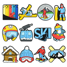 跨境新款滑雪系列洞洞鞋DIY配饰PVC胶滴塑鞋花鞋扣鞋上装饰配件