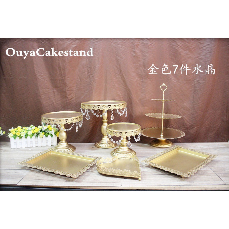 Decoración de mesa de postres de boda de oro, estante de pastel europeo, propósitos de boda, bandeja de pastel de encaje, estante de refrigerio de hierro forjado, 12 juegos image 10