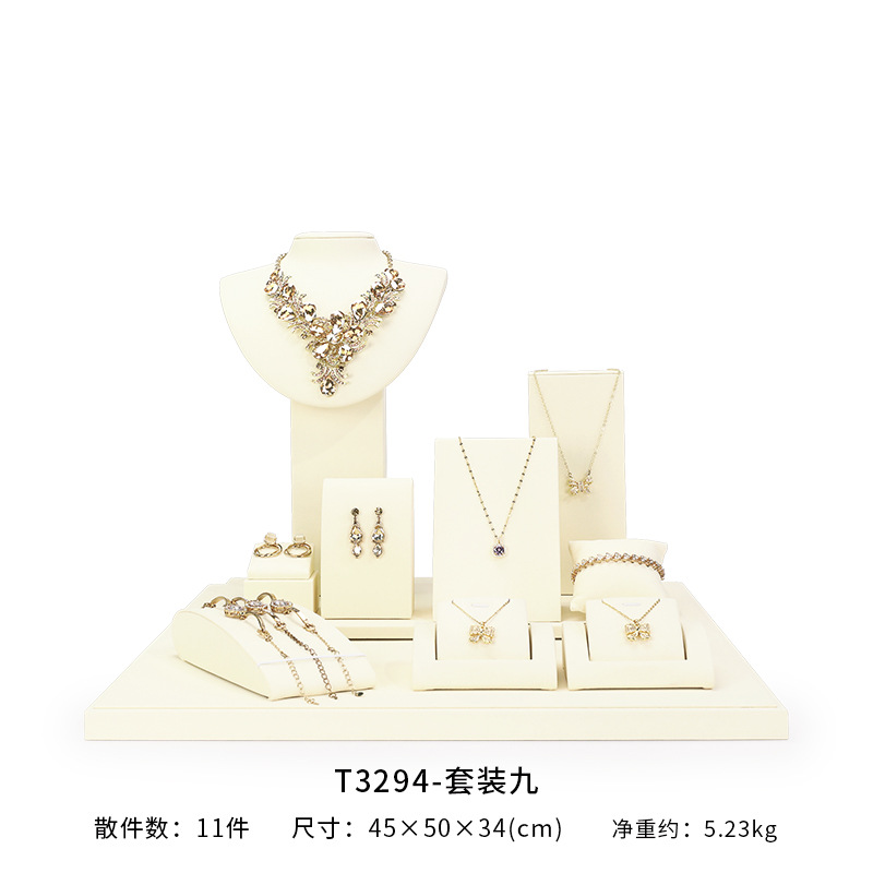 Xu Yue joyería estante de exhibición beige superfibra aretes de lujo anillo de ventana joyería mostrador accesorios