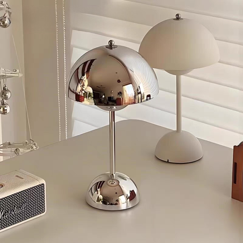 Cross-Border Led Mushroom Lamp Electroplated Bud-Shaped Table Lamp Rechargeable Touch Nordic Home Bedroom Study Decorative Table Lamp