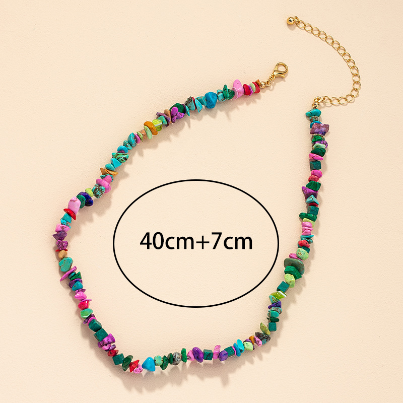 Europe And America Cross Border Ins Internet Hot Fashionable Color Stone Necklace Bohemian Style Necklace Chengyang Of Qingdao Jewelry Factory display picture 3
