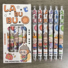 布の箱の中の中性の筆の漫画の学生の黒色のinsのアニメの0.5速乾の学生はペンの新型の卸売りを押します。