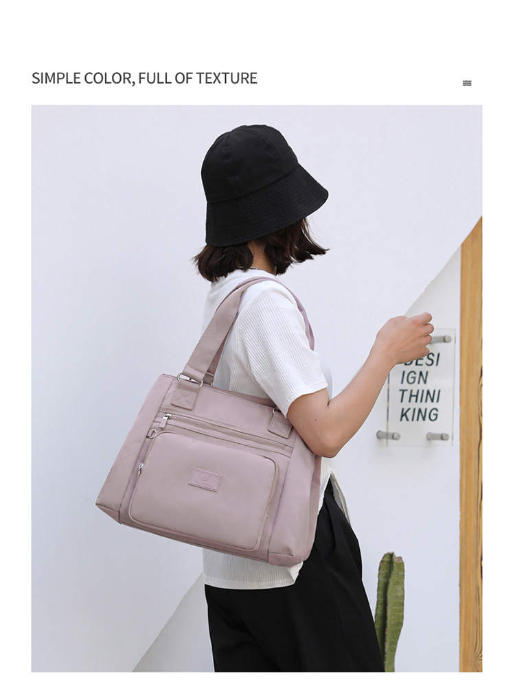 Women's Medium All Seasons Nylon Solid Color Basic Square Zipper Tote Bag display picture 6