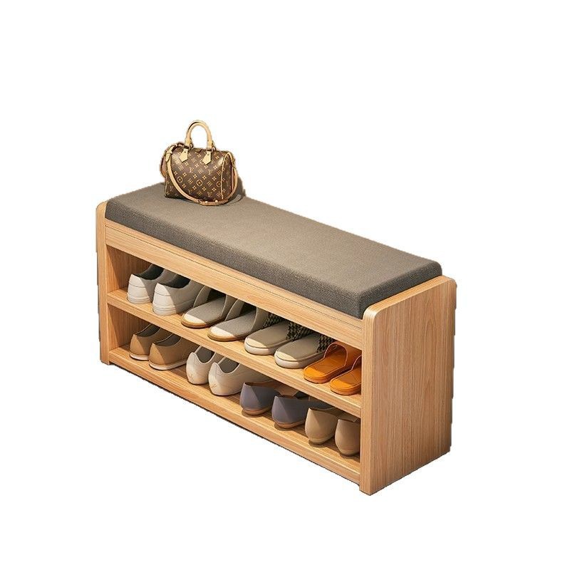 Taburete de cambio de zapatos de madera maciza en la puerta de entrada Gabinete de zapatos para el hogar Taburete de asiento de puerta de entrada integrada