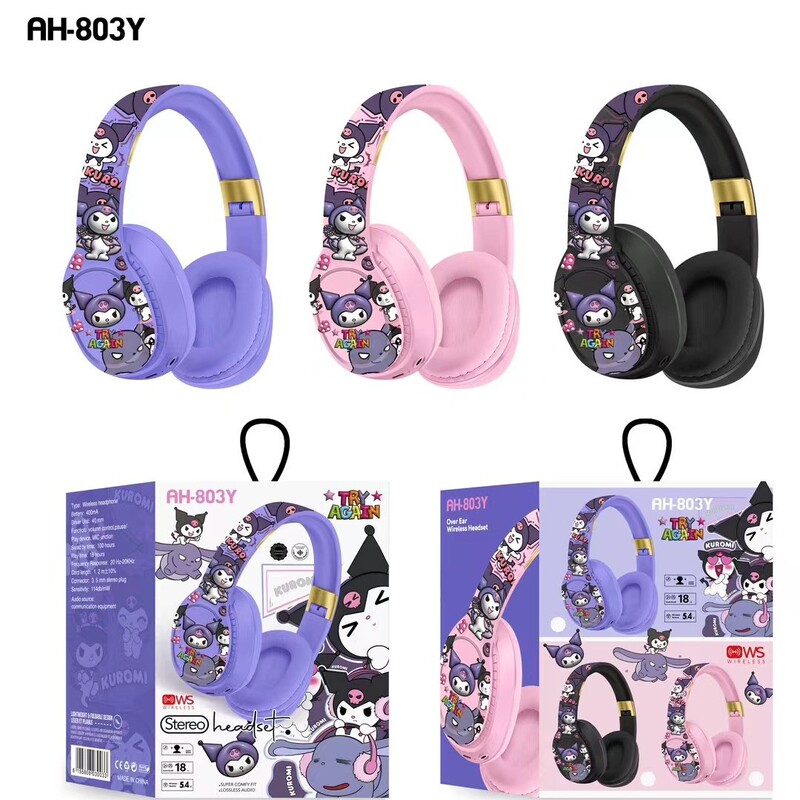 Cross-border AH-803Y Kulomi Headset Sanrio Cute Cartoon Children Headset Bluetooth Wireless Headset Wholesale Cross-border AH-803Y Kulomi Headset Sanrio Cute Cartoon Children Headset Bluetooth Wireless Headset Wholesale