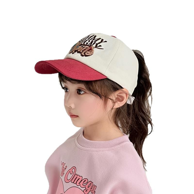 Sombrero para niños con cola de caballo alta, primavera y otoño, gorra de visera para niñas a juego, gorra de béisbol con techo vacío, sombrero para el sol de moda de todo fósforo