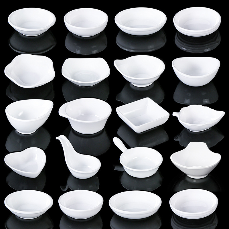 10 white melamine small dish, seasoning, dipping, sauce dish, plastic hot pot commercial chili and vinegar dish