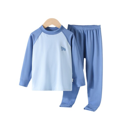 Children's Warm Innerwear Set 7A Antibacterial Boys' Autumn Top and Bottoms Base Shirt Girls' Pajamas Medium Kids Home Clothes