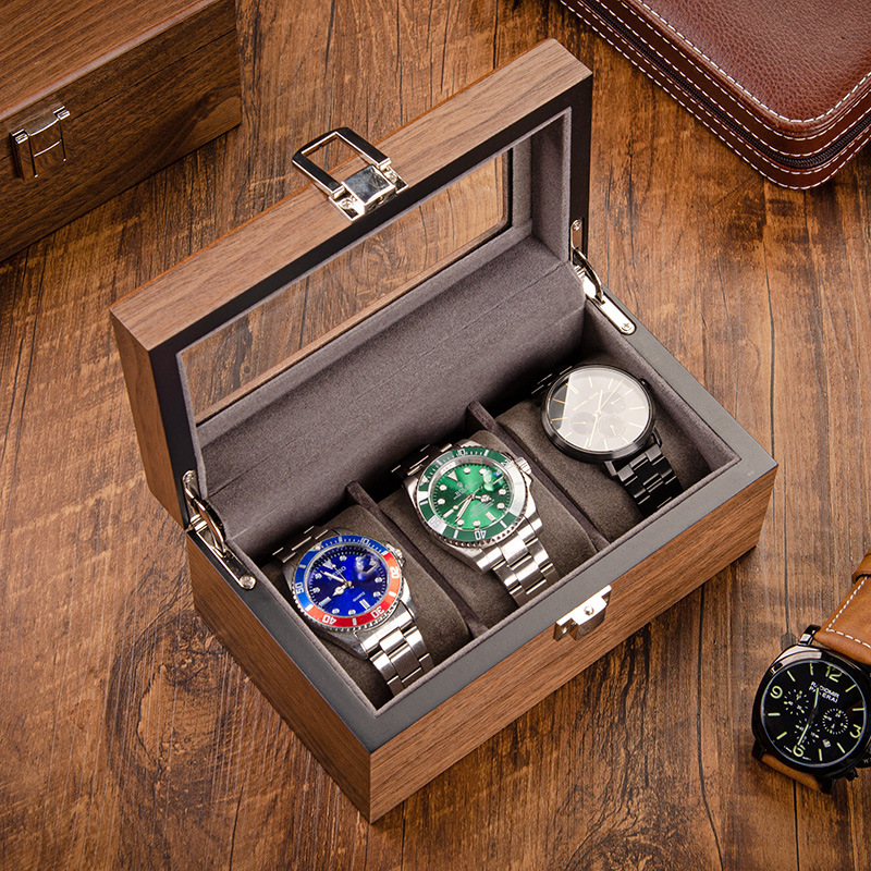 Walnut wooden watch box high-end household watch mechanical watch bracelet jewelry exquisite organizing storage display box