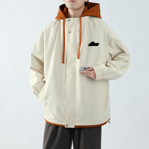 Teenage Faux Two-Piece Boys' Spring/Fall Trendy Brand Sweater, Hong Kong-Style Jacket, Men's Outerwear