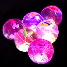 拉力球七彩跳球弹力水晶球发光玩具带水晶弹球儿童闪光玩具弹力