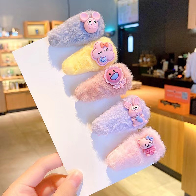 Otoño e Invierno de los niños de felpa horquilla accesorios para el cabello clip de bebé pelo roto BB clip lindo lana horquilla niña princesa accesorios para el cabello