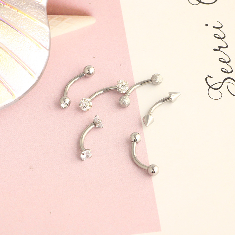 16G Stainless Steel Micro-Inlaid Zircon Eyebrow Ring Screw Ball Fashion Earrings Set of 10 detail image 20