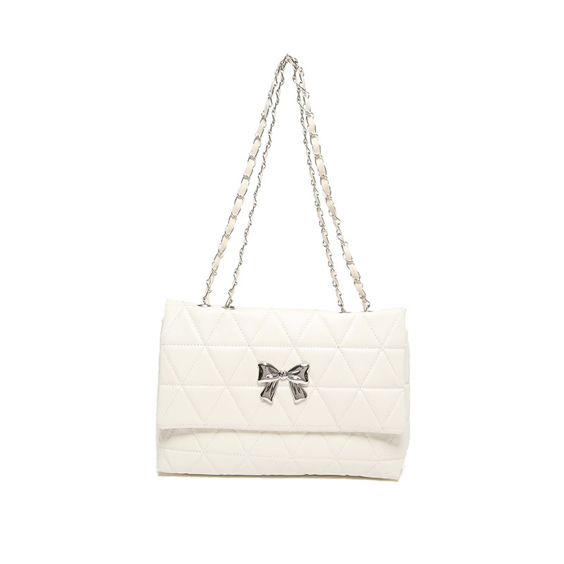 Bolso de cadena de diamantes bolso de mensajero femenino 2024 nuevo estilo de verano de gran capacidad color sólido estilo occidental pequeño bolso cuadrado de un solo hombro