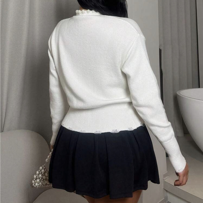 Women’s Cropped Knit Cardigan – Round Neck Long-Sleeve Open Front Sweater (S-XL, Ribbed Trim, Lightweight Layering Staple, Streetwear Chic)​_voghion.com