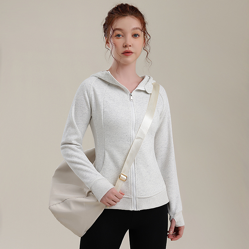 가을과 겨울 재킷 여성 슬림 스웨터 스포츠 레저 요가 웨어 러닝 피트니스 올매치 지퍼 스탠드 칼라 후드 재킷