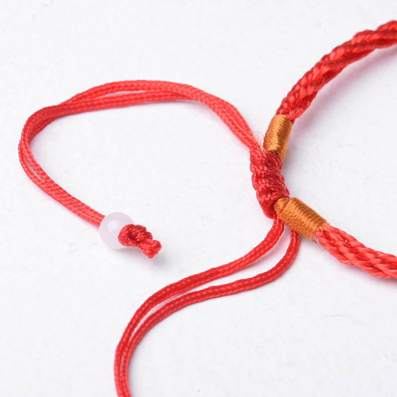 Woven adjustable red rope bracelet handmade