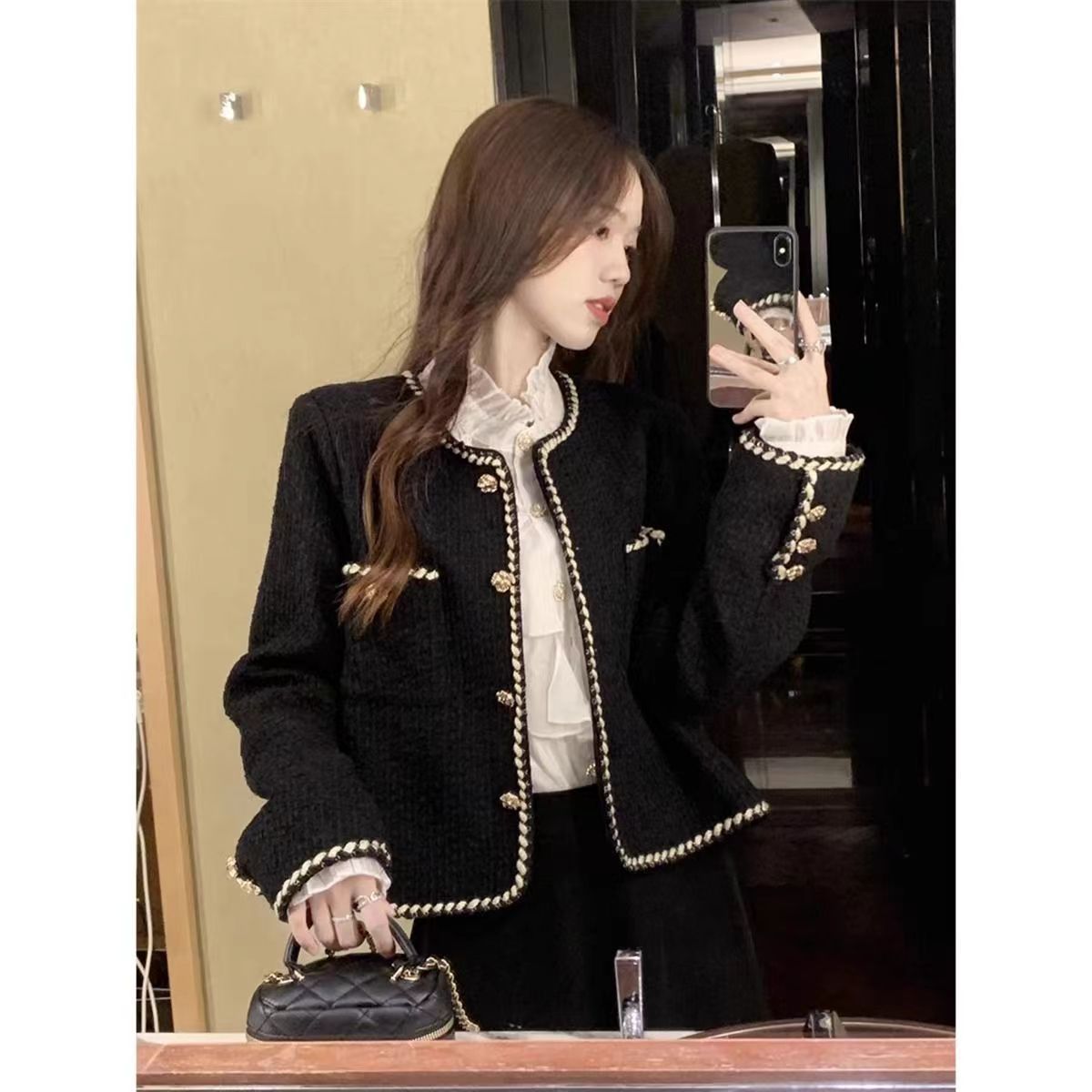French Retro Small Fragrance Jacket for Women Early Autumn Short Style 2025 New High-End Elegant Lady Tweed Top