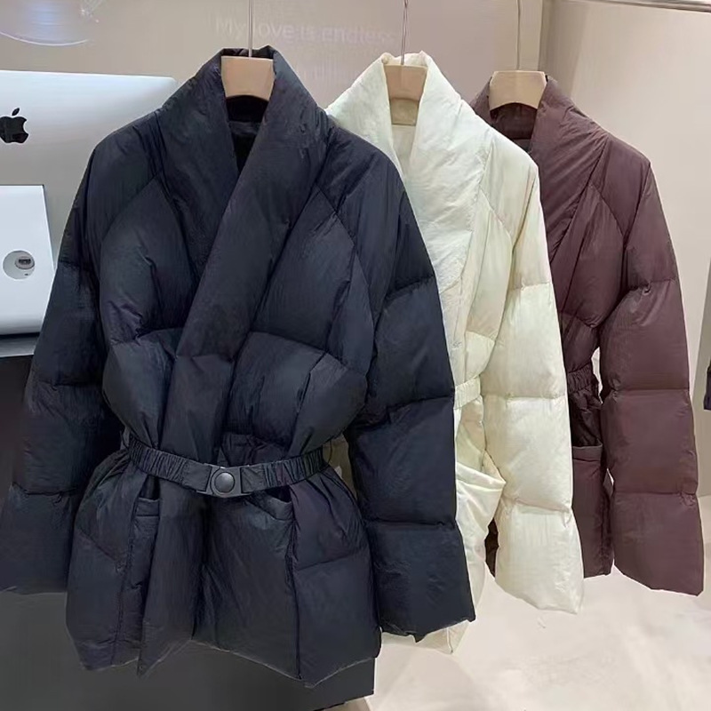 Luxury White Duck down Mid-Length Women's down Jacket 2026 Winter Fashion with Belt Slimming Thickened V-Neck Coat Trendy Luxury White Duck down Mid-Length Women's down Jacket 2026 Winter Fashion with Belt Slimming Thickened V-Neck Coat Trendy