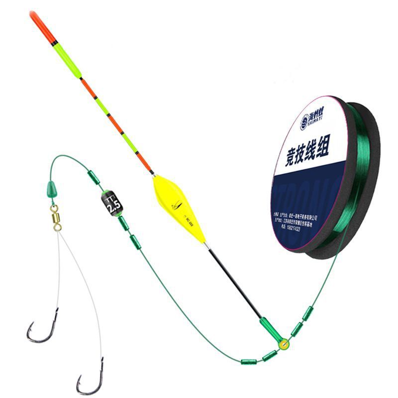 Ready-made main line set with float, pre-tied set with float, fishing line set, nylon fishing line for wild fishing of crucian carp