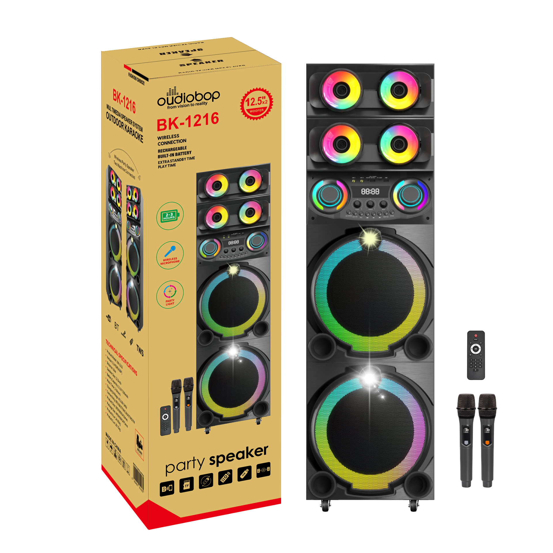 12inch Bluetooth Speaker Outdoor Square Dance Speaker with Colorful Lights and Card Slot Wholesale