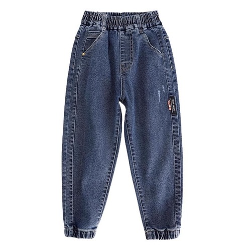 Children's Boys Washed Soft Jeans Spring Pants 2024 New Style Unisex Big Kids Fashion Spring Pants Trendy
