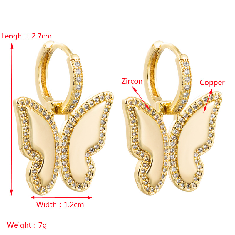 wholesale jewelry geometric butterfly copper goldplated earrings Nihaojewelrypicture1