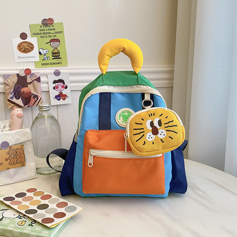 Mochila de jardín de infantes coreana, mochila pequeña para niños y niñas, 3-6 años, 9 mochilas para bebés, mochila de color de contraste de dopamina