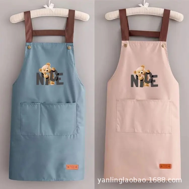 新型ベアーロゴ防水放油エプロンキッチン作業服男女ミルクティー店作業服家庭用|undefined