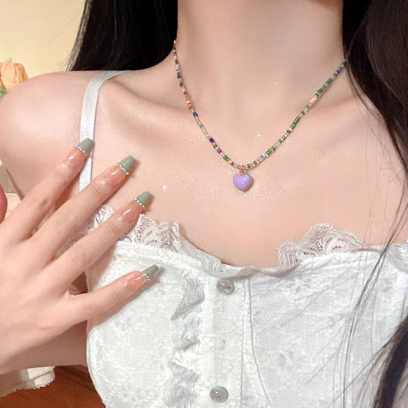 リンゴ味のキャンディーランド~y2kカラードーパミンキャンディーカラービーズネックレス夏の漫画甘いアクセサリー|undefined