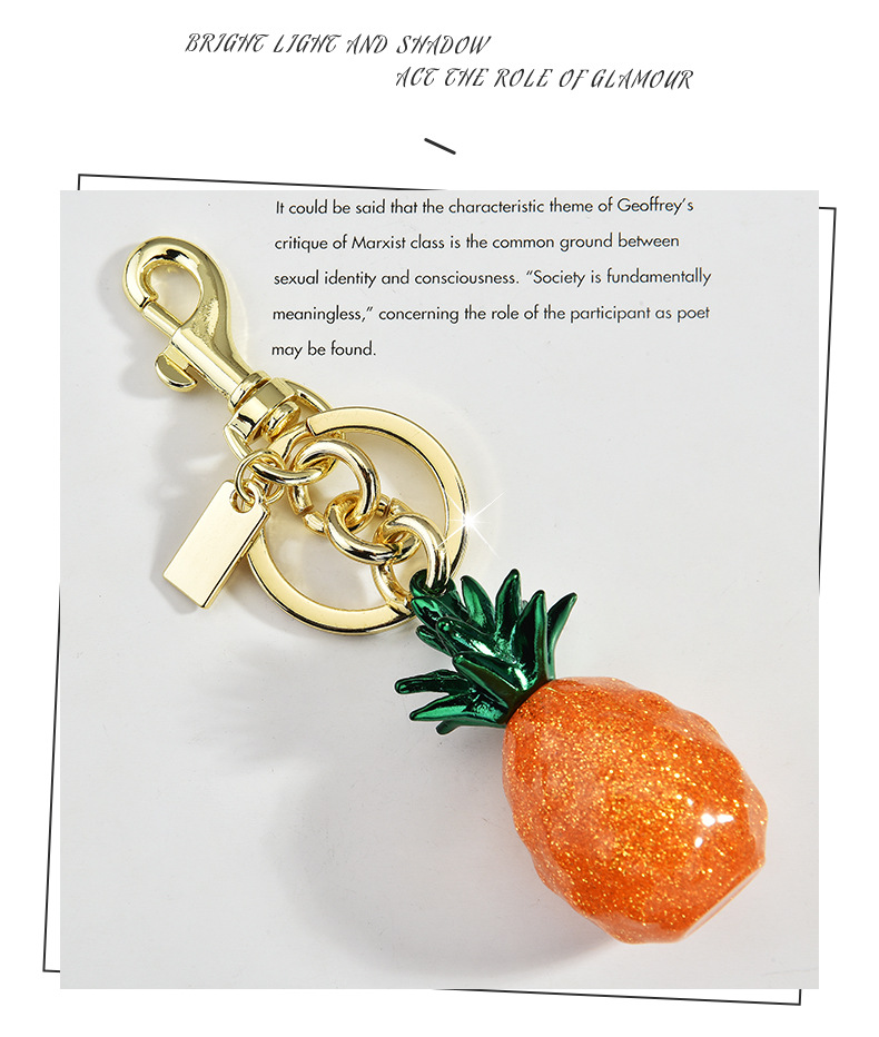 Pineapple Pattern All Seasons Season 1 Piece Cute Classic Style Pineapple Alloy Plating Bag Pendant Keychain