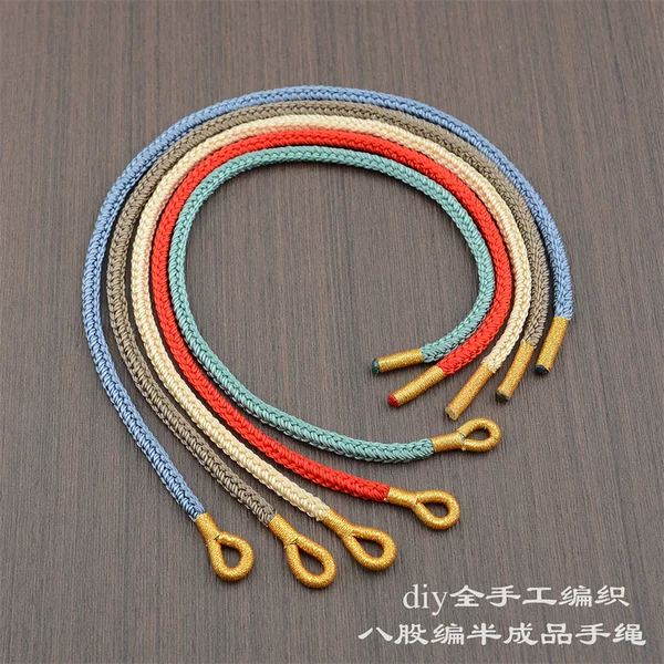 DIY Semi-finished Bracelet Rope Hand-woven Hand Rope Seiko Eight Strands Braided Gold Wire Winding Beaded Red Rope