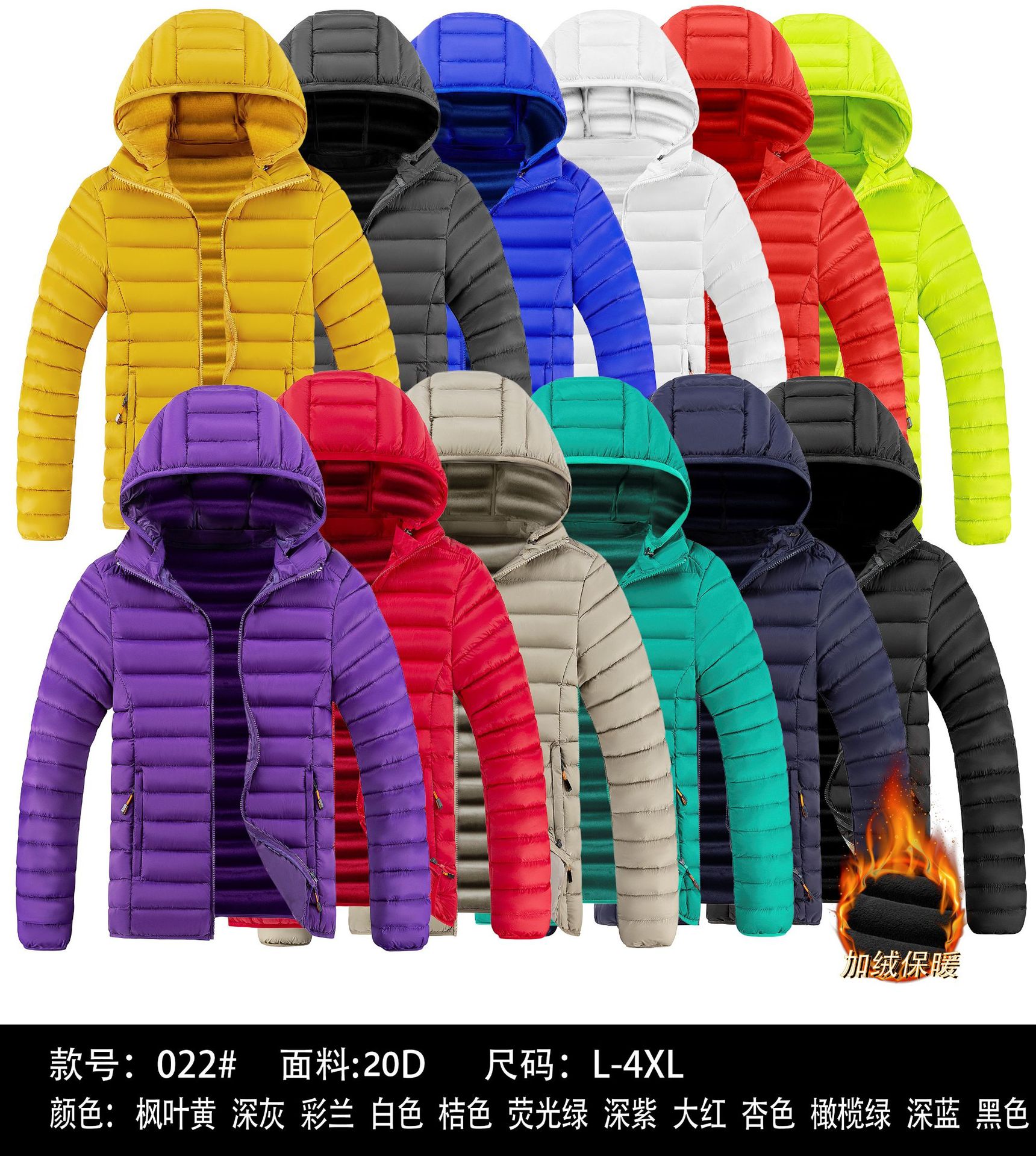 Cross-border multi-color costilla abrigo hombres forrado de lana engrosada Abrigo acolchado de algodón con capucha cálido Abrigo acolchado de algodón raqueta de algodón Comercio exterior al por mayor