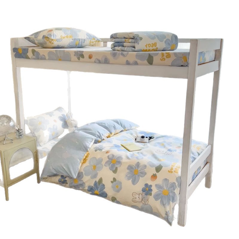 Juego de cama de tres piezas para estudiantes universitarios algodón puro 2025 sábana nueva cubierta de edredón dormitorio cama individual