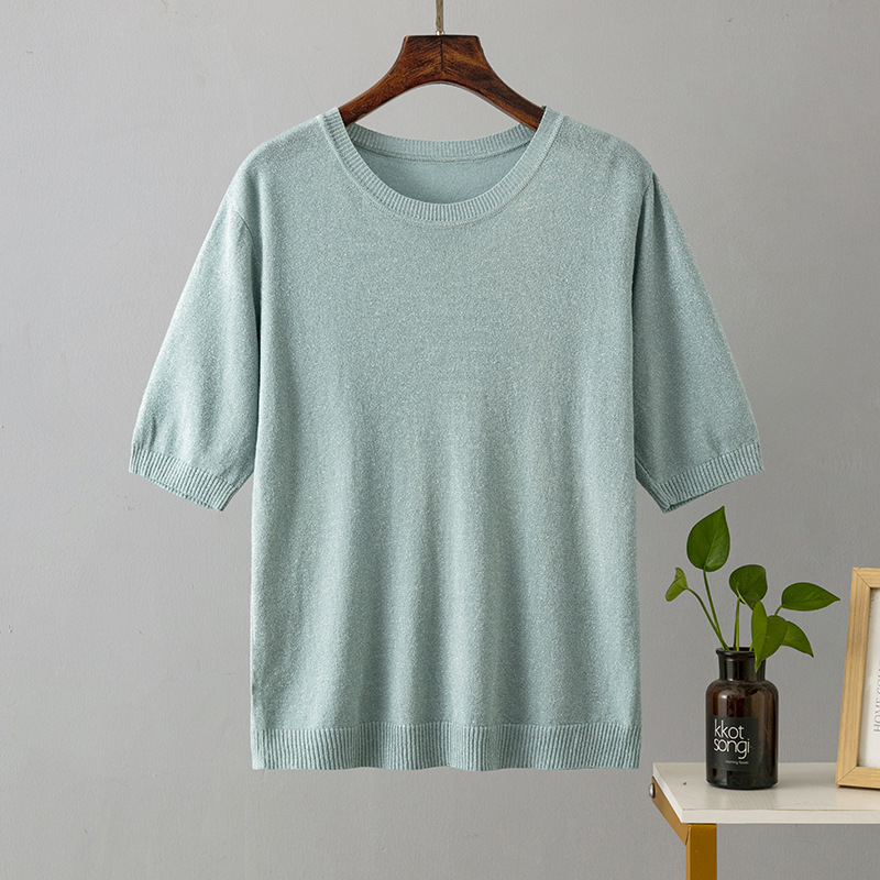 146g Weight Half Sleeve Sleeve Length Regular Sleeve Sleeve Type stretch cotton Fabric Type Regular Top Length T-shirt Tops Type Daily Occasion Round Neck Neckline Bright Silk Function Slim Fit Type Solid Color Pattern Summer Season Women's Gender Casual, Basic, Commute style Style Wholesale Women's Casual Basic Commute Style Solid Color Half Sleeve T-Shirts 5