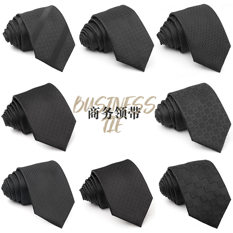 Spring New Black series men's tie dark pattern business fashion yarn-dyed jacquard suit hand tie wholesale