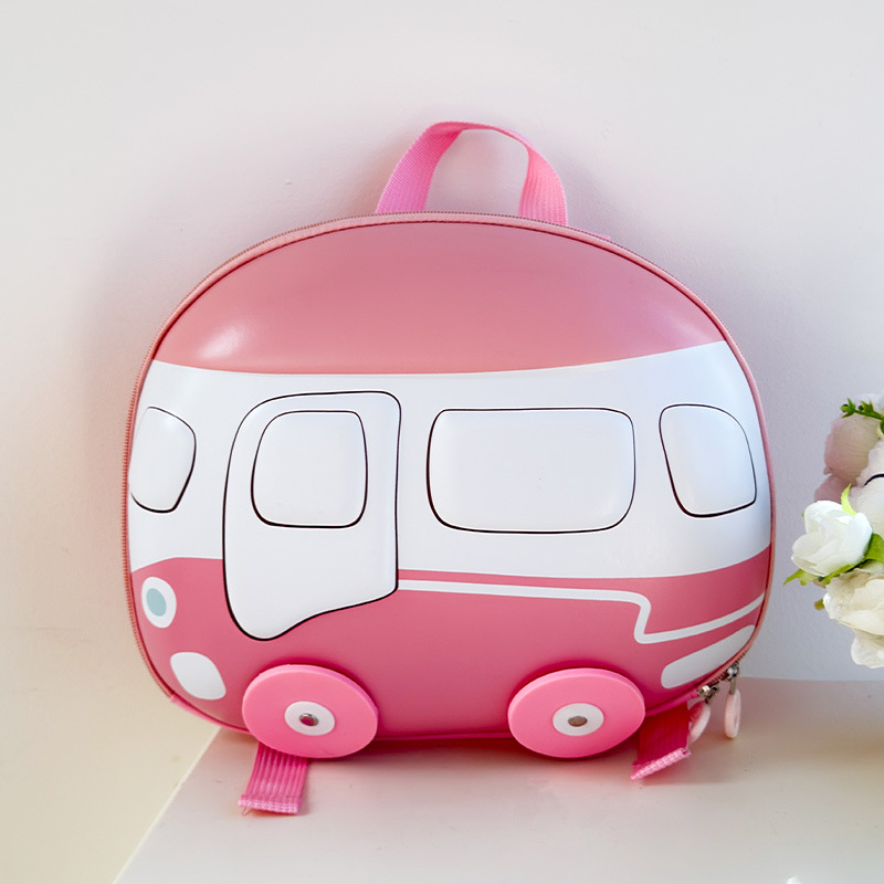 Kindergarten clase pequeña mochila escolar para bebés linda mochila para niños y niñas con forma de autobús mochila para niños con cáscara de huevo ligera