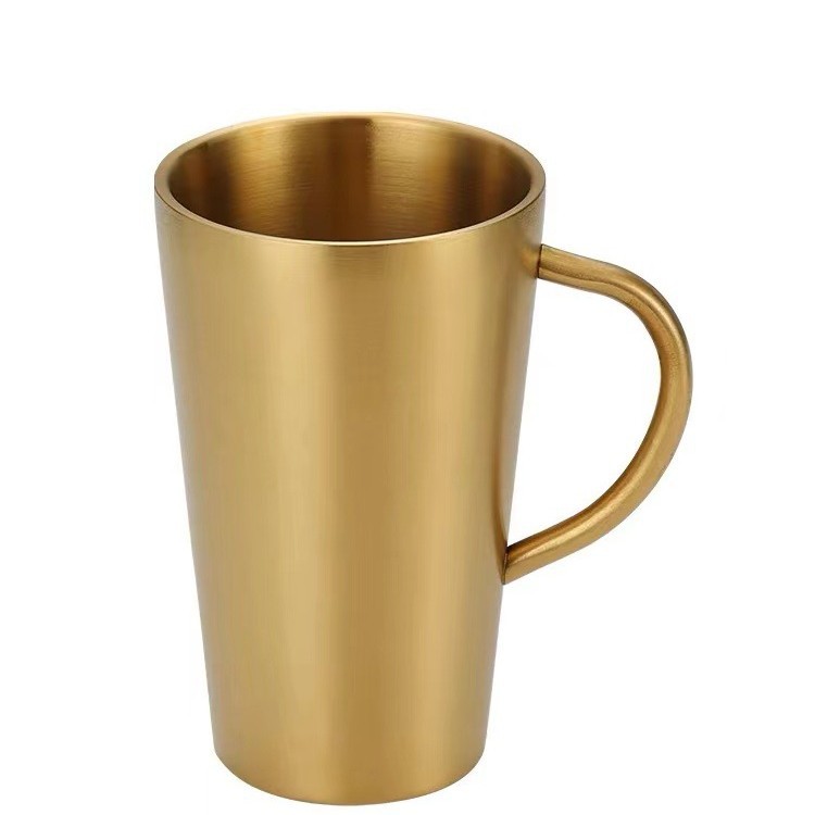 손잡이가 있는 304 스트레이트 샌드 더블 레이어 260ml 골드