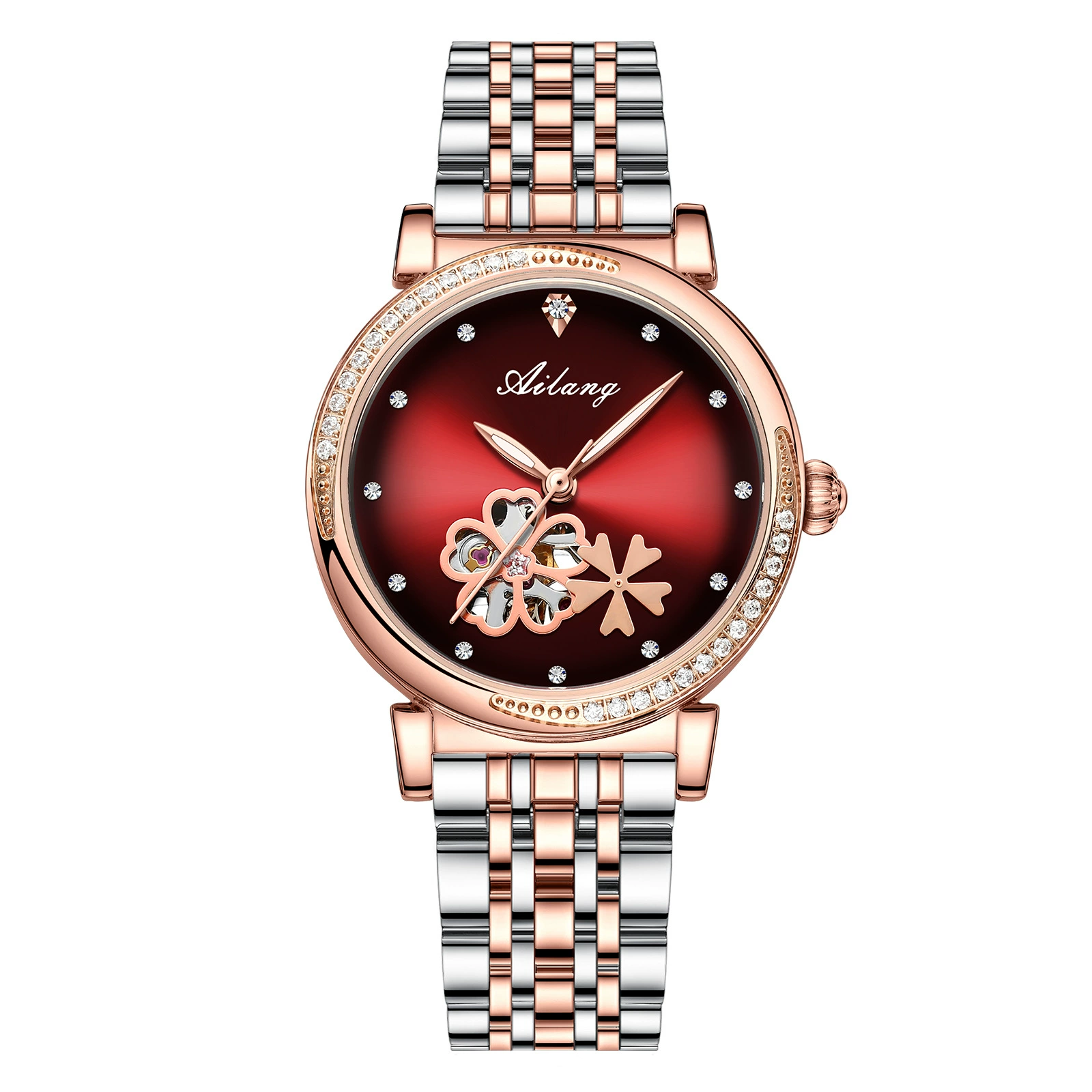 Новые часы Ms. Alang Little Green Hollow Automatic Diamond Fashion Женские часы Взрыв
