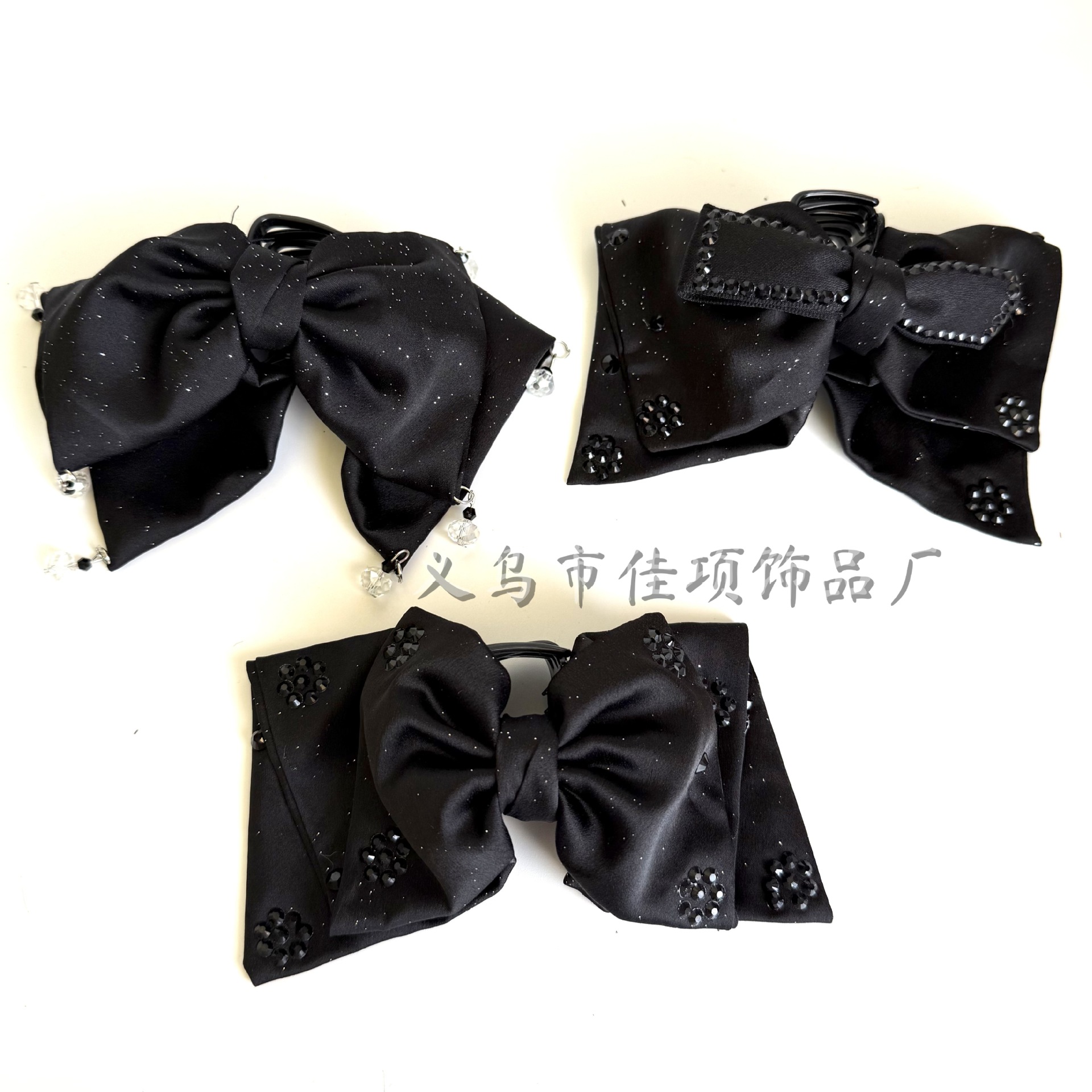 Korean style diamond bowknot horsetail clip high cranial top back head multi-layer pendant tassel temperament grip clip half hair