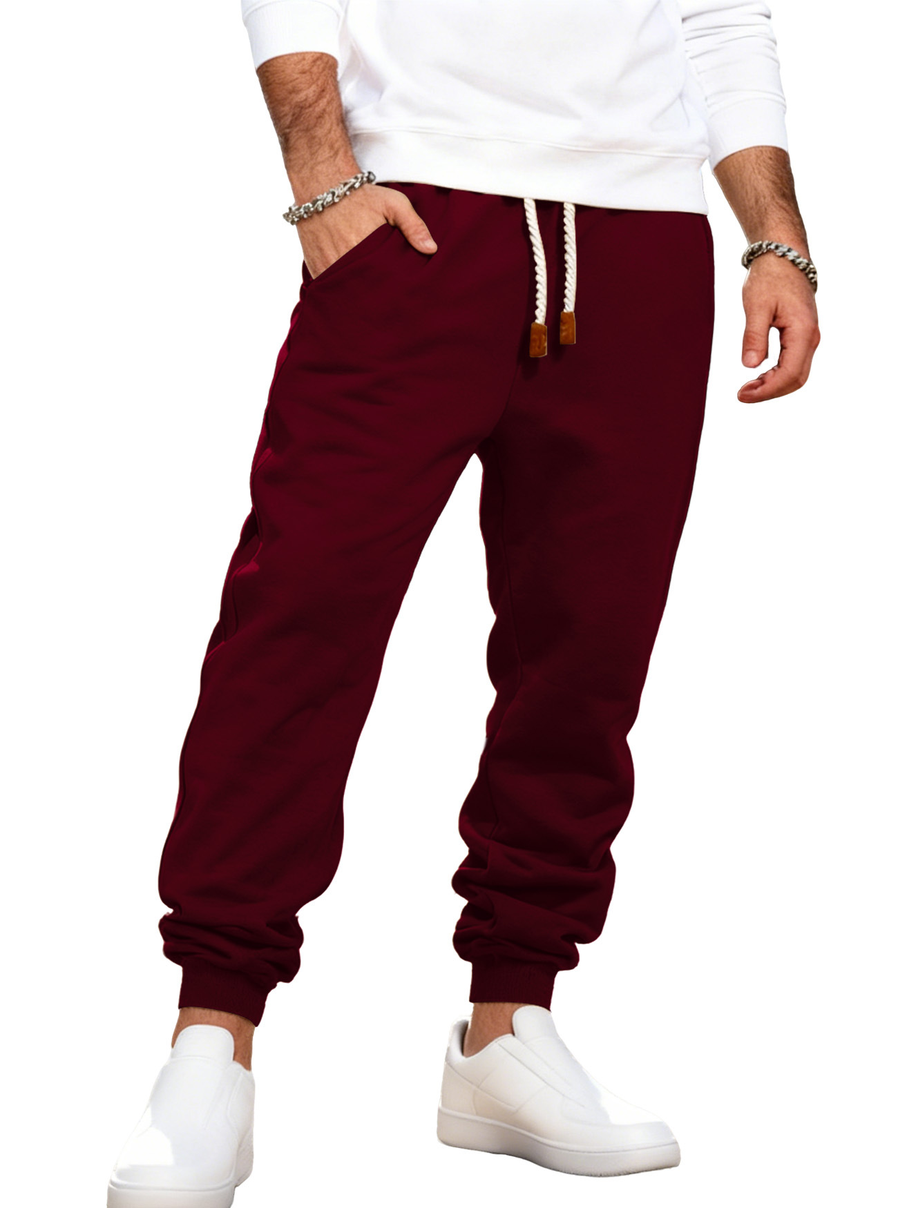 Monochrome Man- Clothing Men's Spring Autumn Solid Color Trendy Sports Casual Sweatpants European And American Loose_viptrois.com
