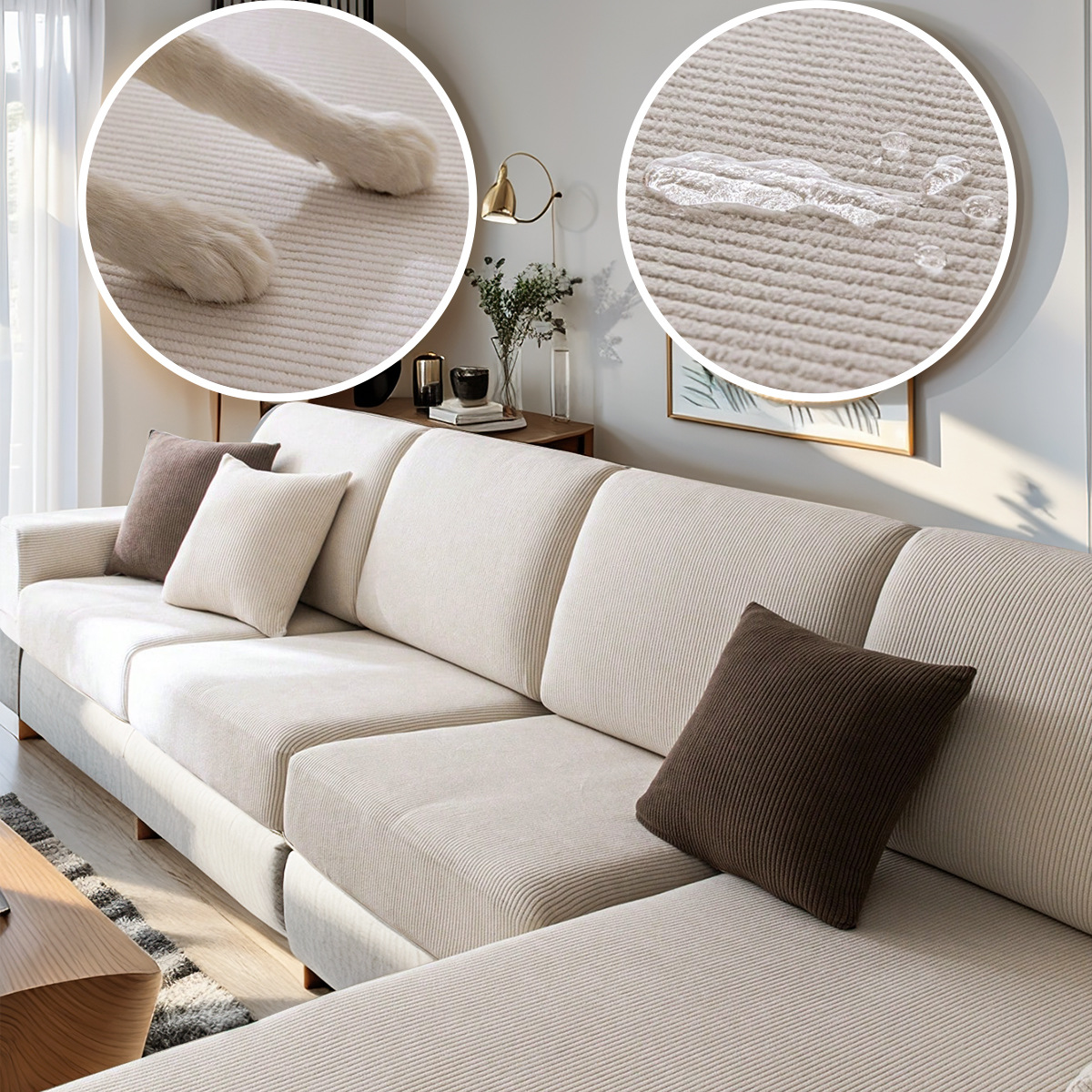 Amazon transfronterizo impermeable La Mao de seda sofá cojín cubierta elástica de color sólido anti-gato agarre sofá cubierta sofá